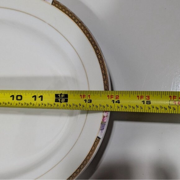 Noritake Chanossa Oval Serving Platter Porcelain Gold Floral Trim Vintage - Picture 2 of 16